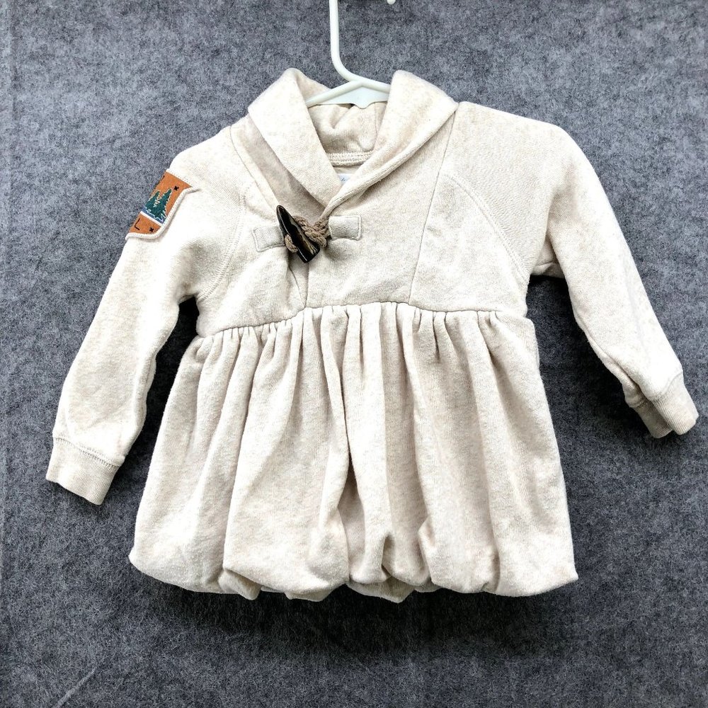 Ralph Lauren Baby Girls 6M Shawl Collar Sweatshirt Dress Pullover Cream